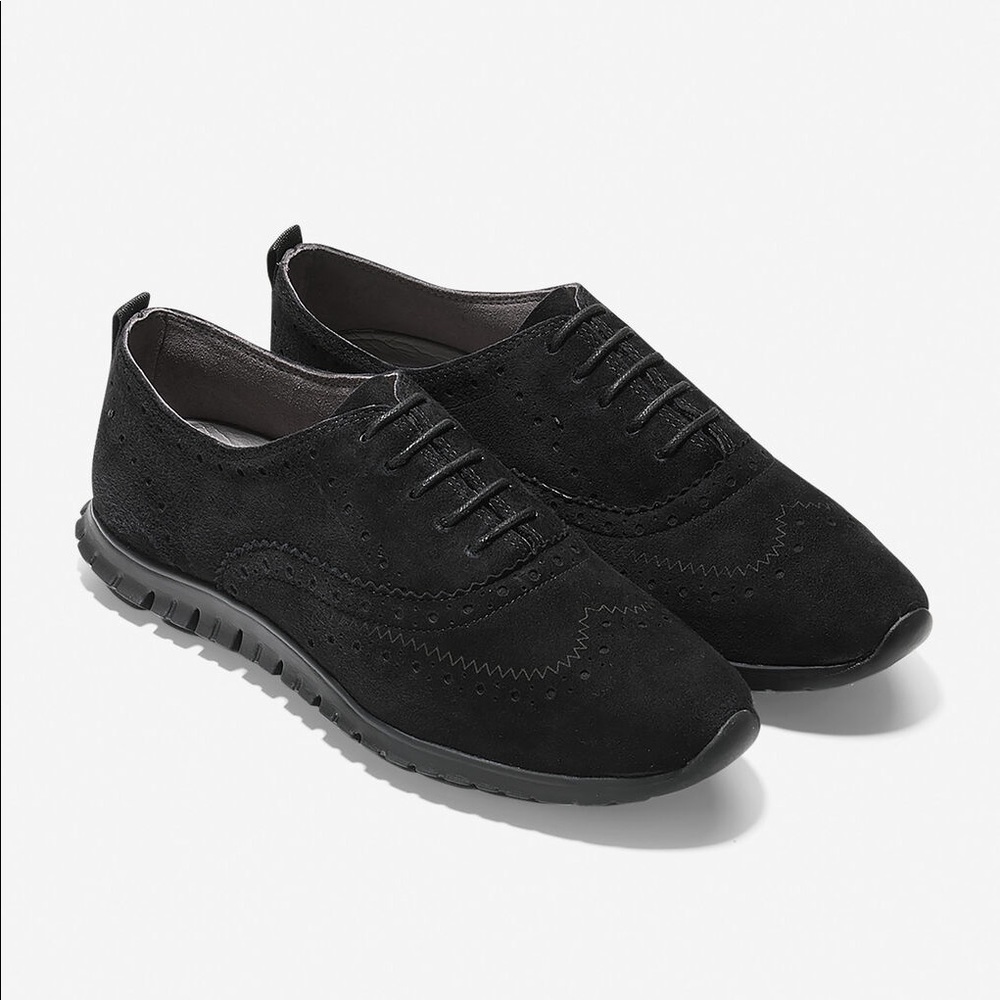 Cole Haan Zerogrand black suede wingtip Oxford